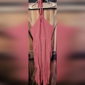 New York Company, Womens Size Large, Halter Neck Pink Jumpsuit